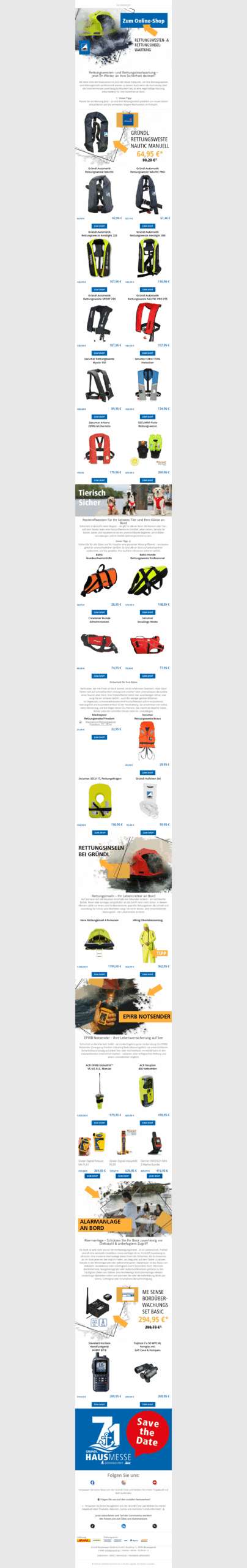 Rettungswesten und Rettungsinselwartung